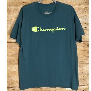 CHAMPION CASUAL CLASSIC PUFF LETTER CREWNECK LOGO T-SHIRT SIZE LARGE
